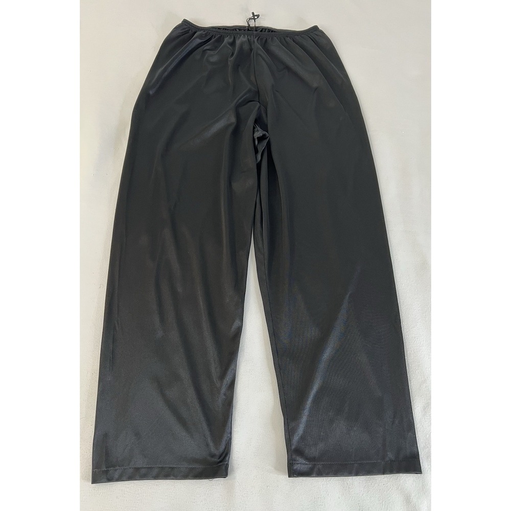 Vintage Sleepwear Pants Sz Medium Made USA 100% Nylon Black Pull On